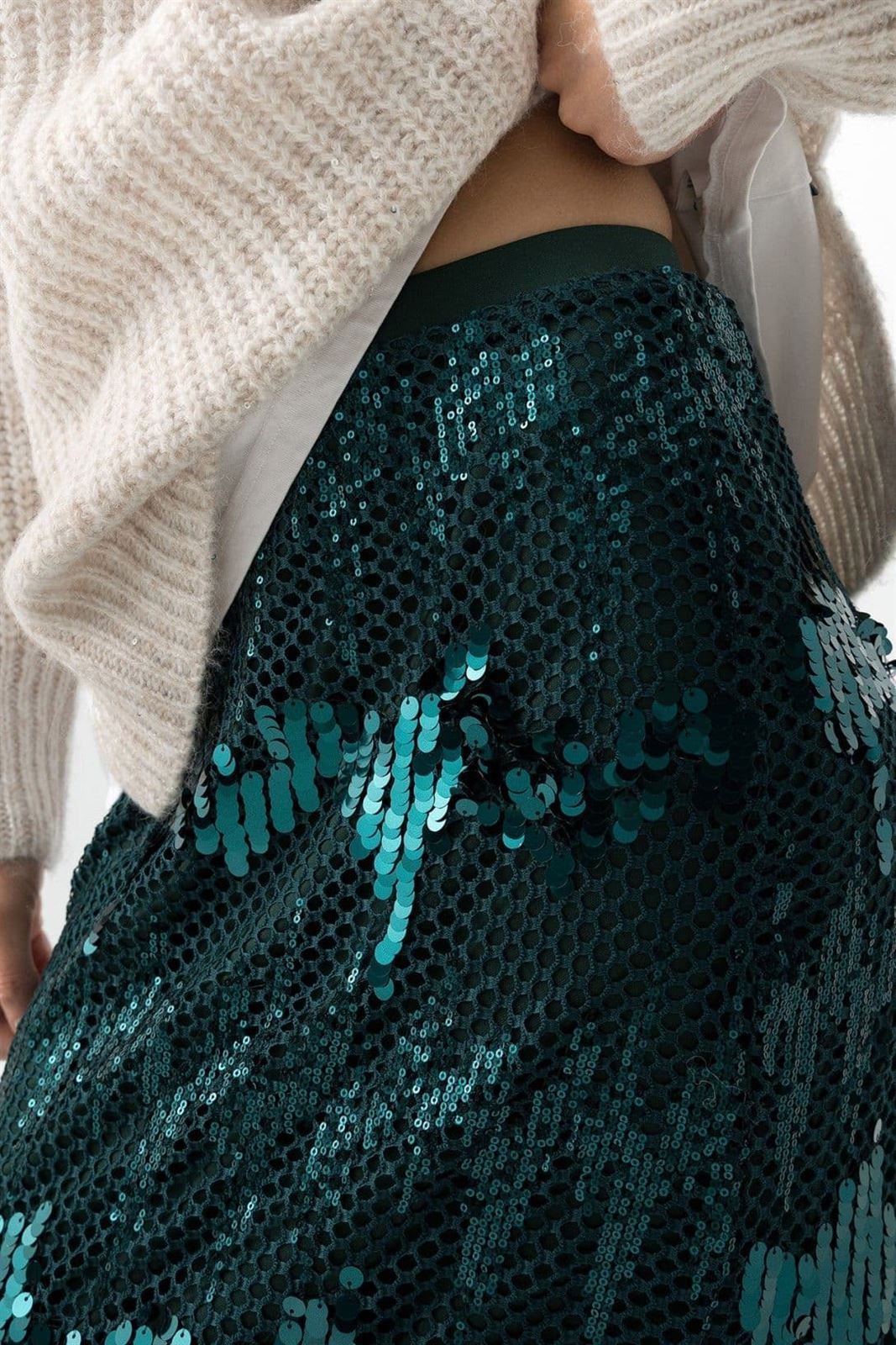 Falda midi verde brillante, Brilho - Imagen 5