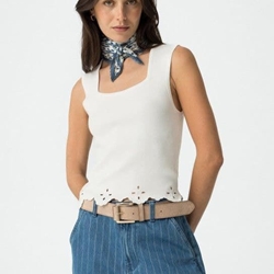 Top blanco bordado, Vanilla - Imagen 2