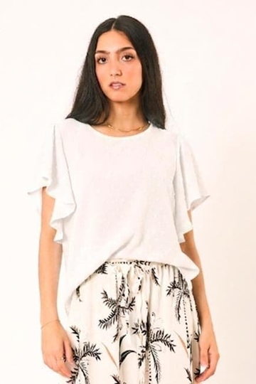 Blusa de plumeti manga volante blanca, Duna - Imagen 1