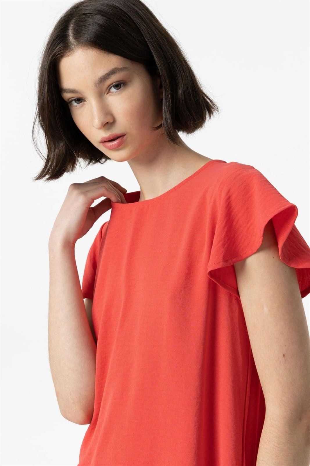 Blusa naranja espalda plisada, Kara - Imagen 4