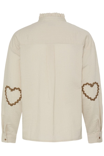 Camisa de cuello volante de rayas Ichi - beige - Imagen 2