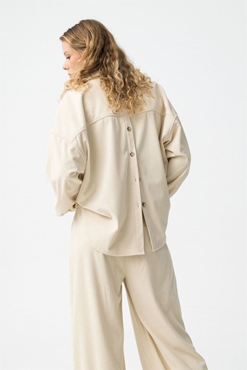 Camisa oversize beige, Cardado - Imagen 2