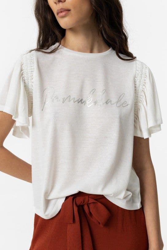 Camiseta de lino con texto, Ani - Imagen 1