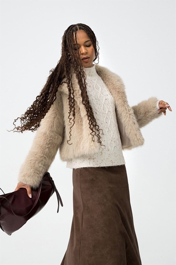 Chaqueta Corta Pelo beige, Thretha - Imagen 1