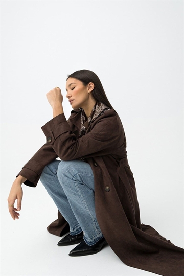 Gabardina antelina chocolate relajado, Suez - Imagen 1