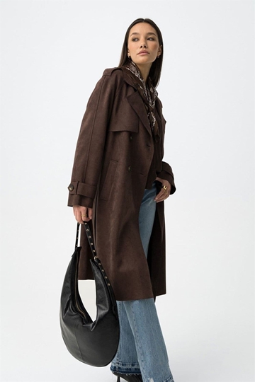 Gabardina antelina chocolate relajado, Suez - Imagen 2