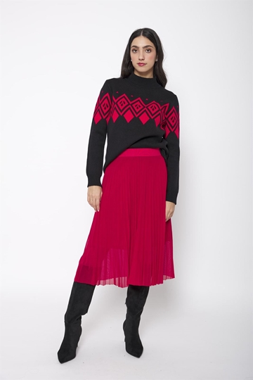 Jersey Arcos de cuello alto con jacquard de rombos Lylu - negro y rojo - Imagen 2