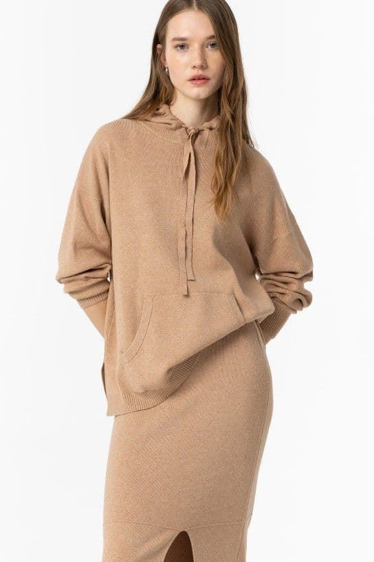 Jersey de punto camel con capucha, Kyri - Imagen 2