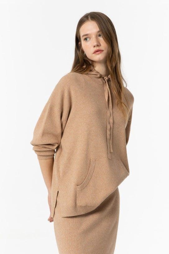 Jersey de punto camel con capucha, Kyri - Imagen 3