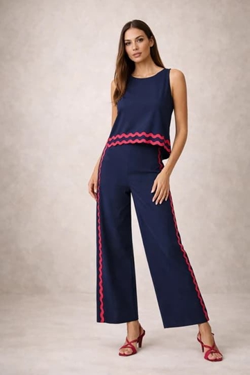 Pantalón azul marino con detalles en rojo, Zag - Imagen 2