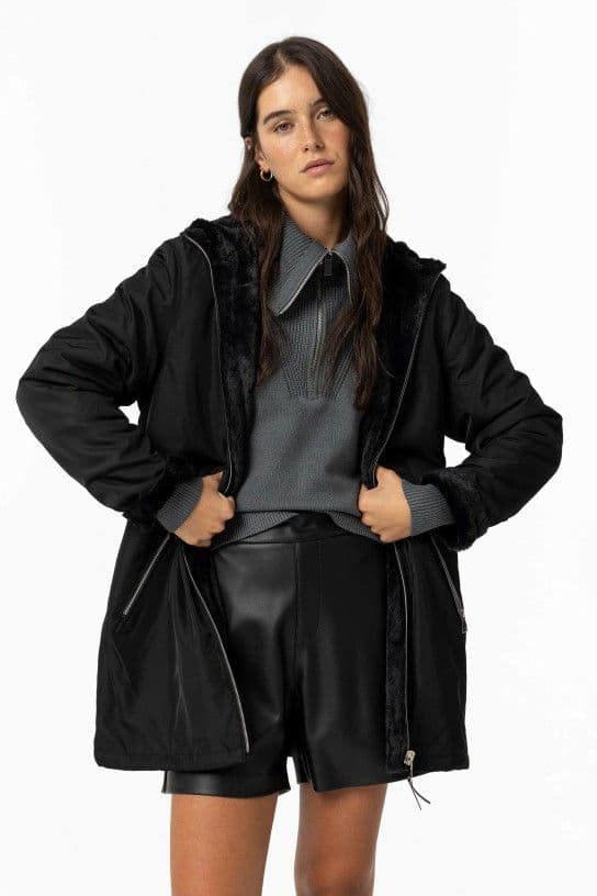 Parka negra reversible con capucha, Rocky - Imagen 2