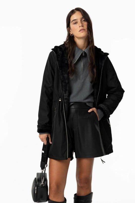 Parka negra reversible con capucha, Rocky - Imagen 3