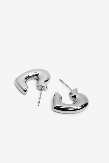 Pendiente aro corazón plateado - Imagen 2