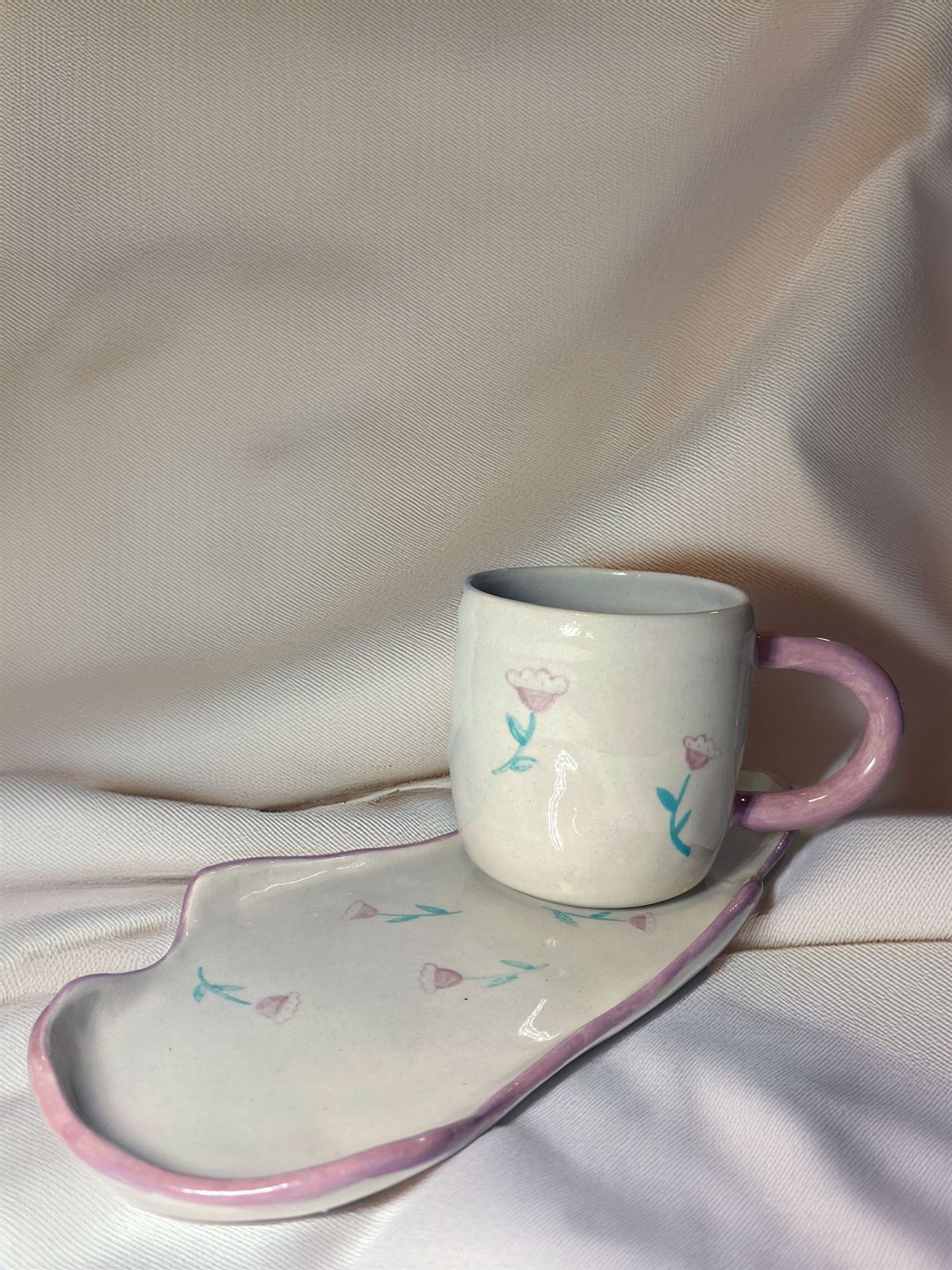 Taza de gres de flores - Imagen 4