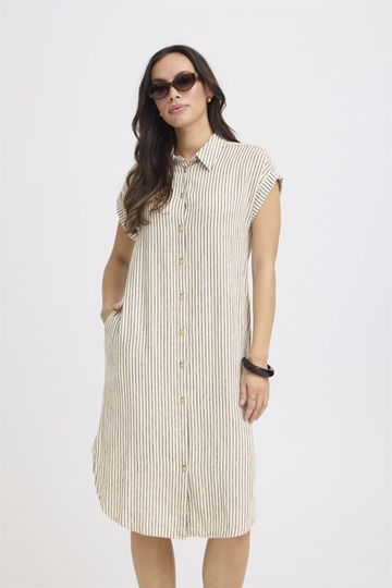 Vestido camisero arena con negro, By Falakka - Imagen 1