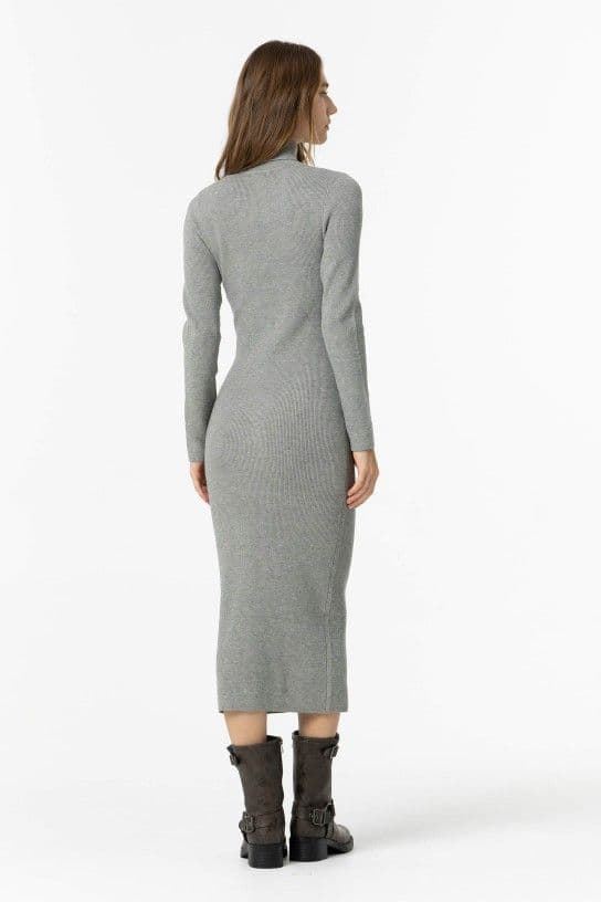 Vestido de punto midi gris cuello alto, Chloe - Imagen 3