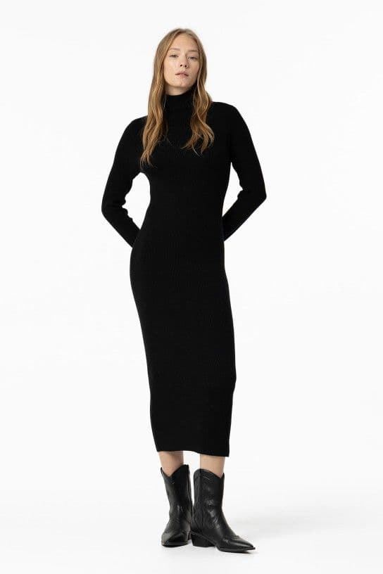 Vestido de punto midi negro cuello alto, Chloe - Imagen 2