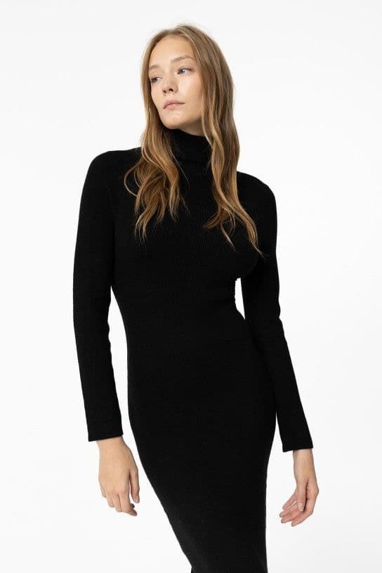 Vestido de punto midi negro cuello alto, Chloe - Imagen 4