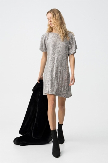 Vestido lentejuela plateada - Imagen 2