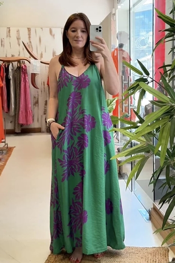 Vestido verde bolsillos, Carlota - Imagen 1